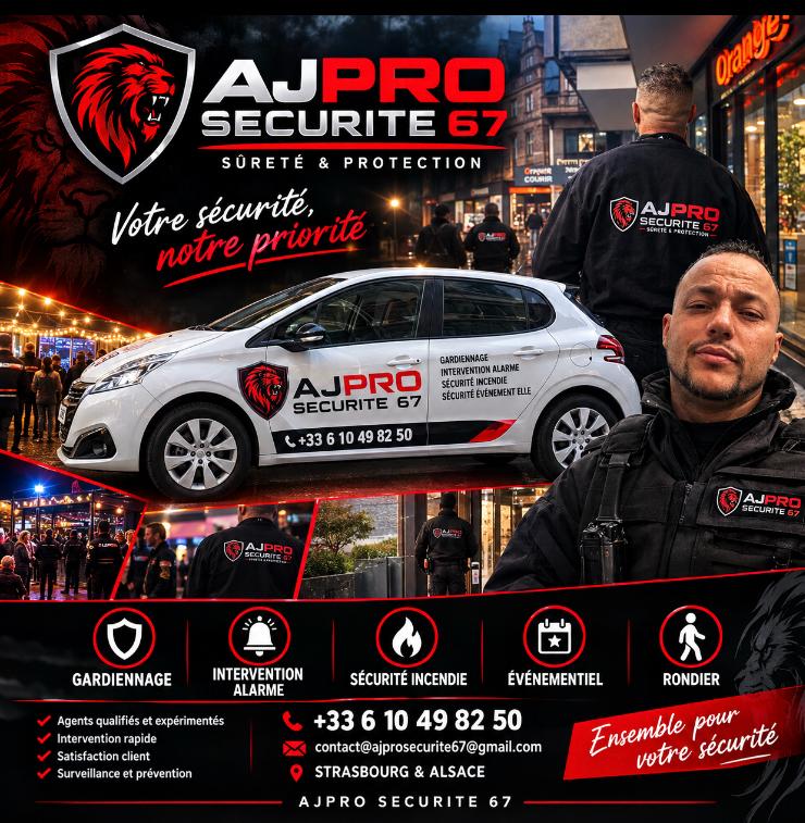 AJPRO Sécurité67 : équipe, véhicule et prestations de sécurité
